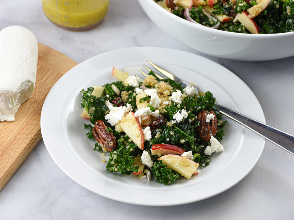 Kale and Quinoa Salad with Apples and Goat Cheese Sunshine Rising